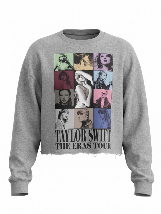 Taylor Swift Tops - Gray Graphic Crewneck Sweatshirt - The Eras Tour